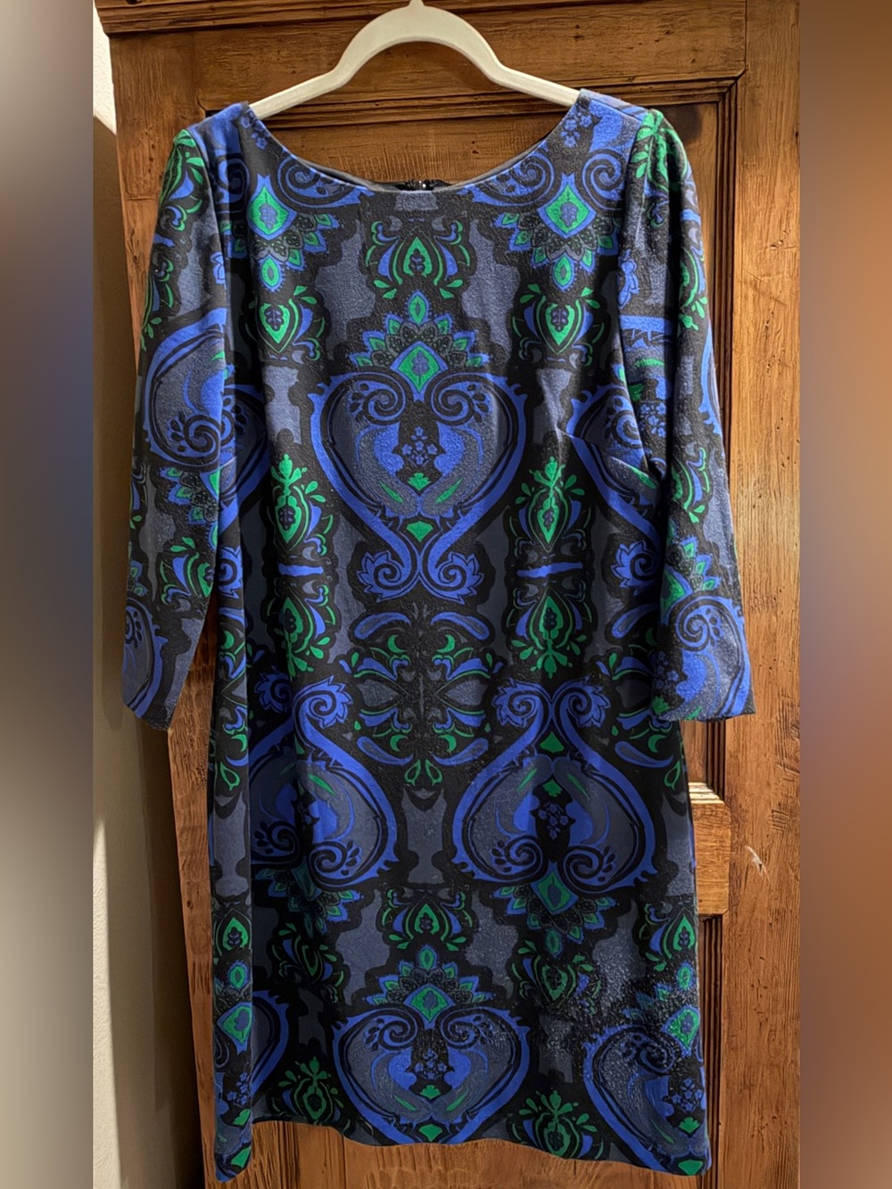 Jessica Howard Blue and Green Patterned Shift Dress